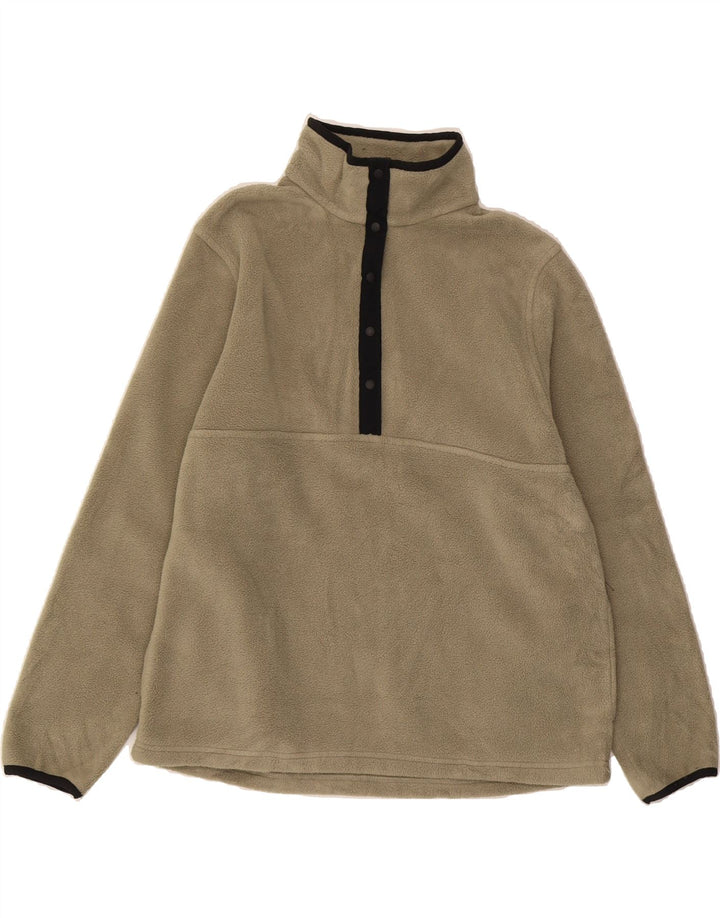 L.L.BEAN Womens Button Neck Fleece Jumper UK 14 Medium Beige Polyester Vintage L.L.Bean and Second-Hand L.L.Bean from Messina Hembry 