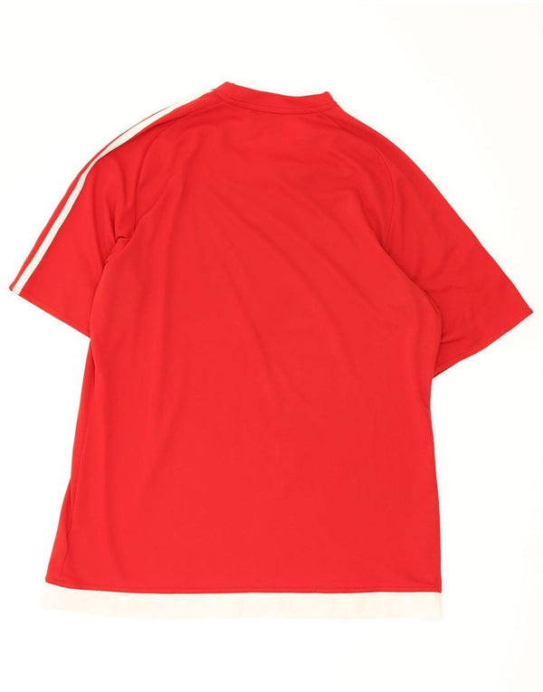 Adidas Mens Climalite T-Shirt Top Large Red Colourblock Polyester
