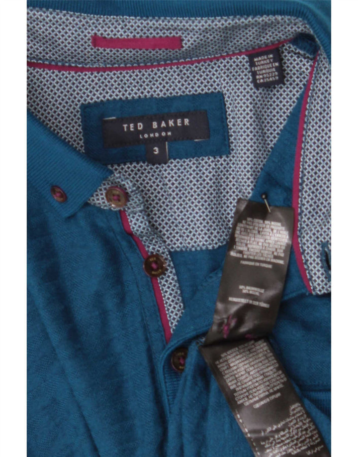Polo da uomo Ted Baker taglia 3 medio cotone turchese