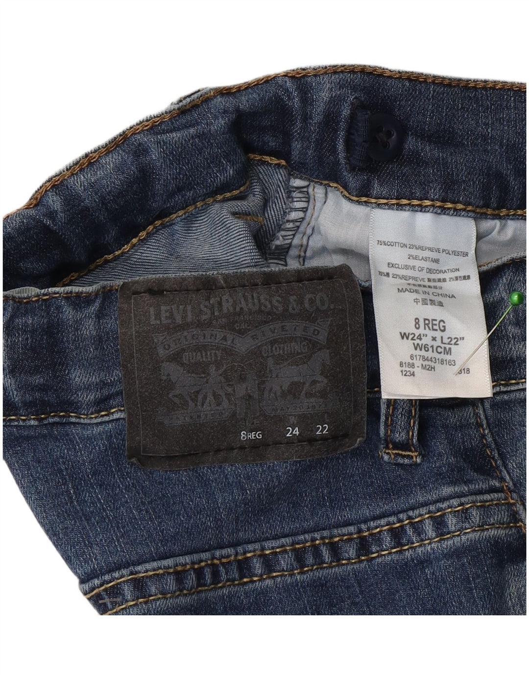 Levi's Ragazzi 511 Jeans Slim 7-8 anni W24 L22 Cotone Blu