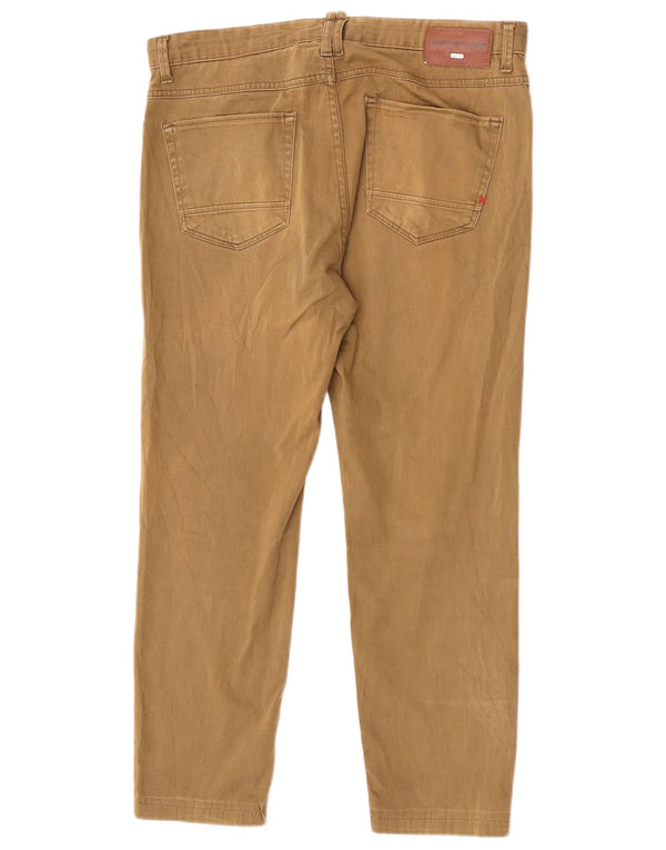 Zara Mens Slim Casual Trousers EU 44 Large W34 L26 Beige Cotton