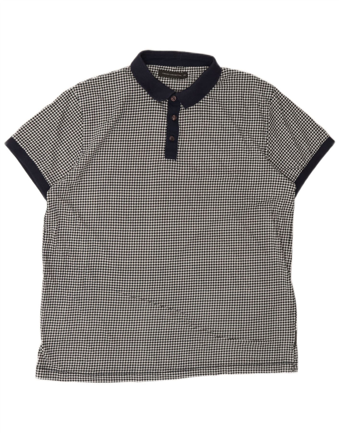 Polo da uomo French Connection 2XL cotone pied de poule nero