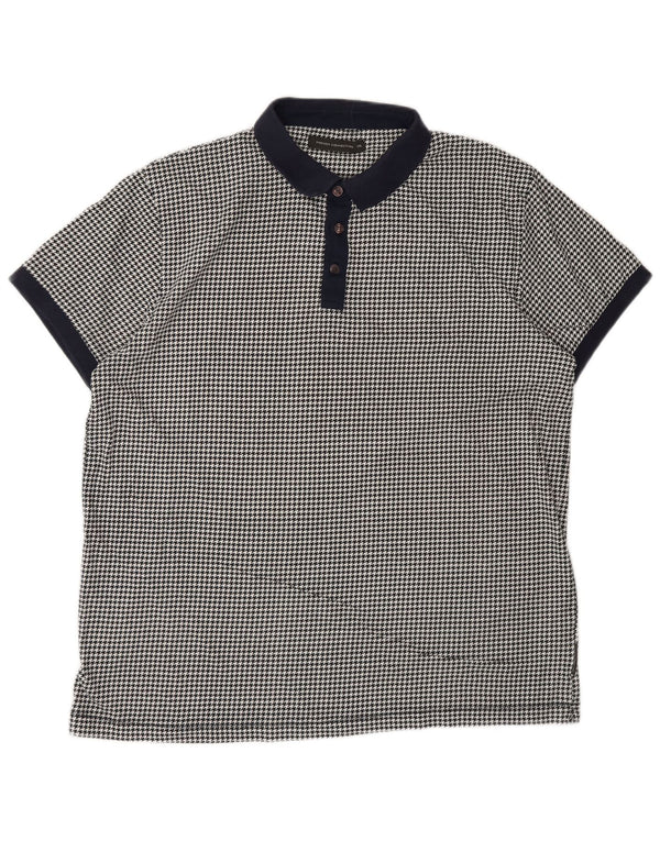 Polo da uomo French Connection 2XL cotone pied de poule nero