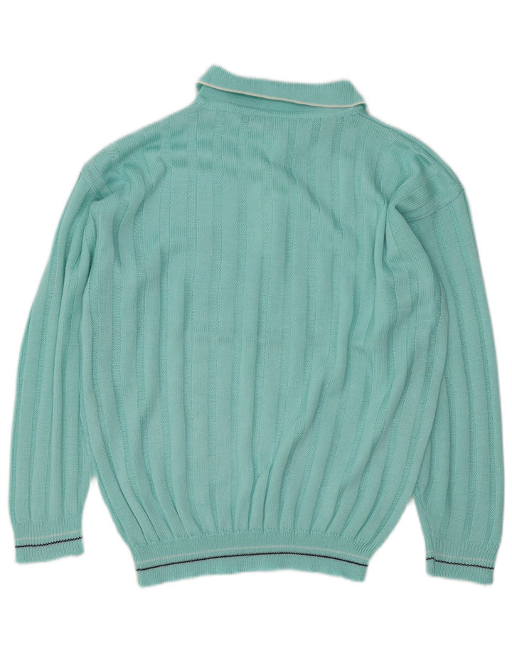Maglione vintage da uomo con collo alto, turchese medio