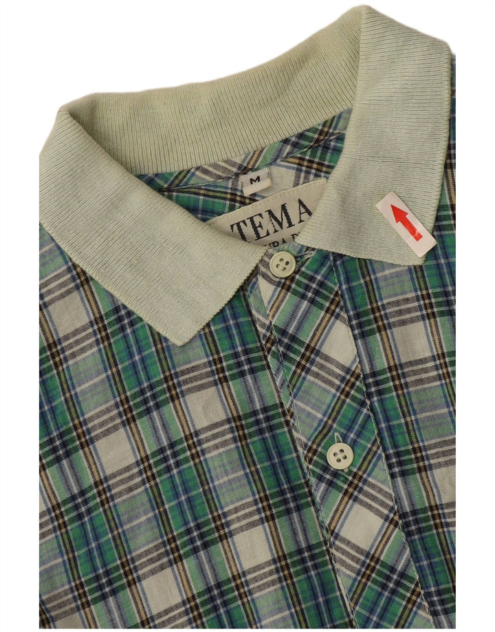 Camicia pullover vintage da uomo in cotone a quadri verde medio