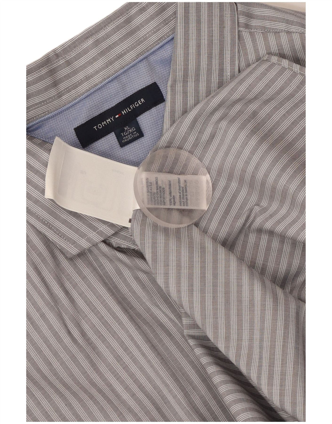 Camicia da uomo Tommy Hilfiger XL in cotone a righe grigie