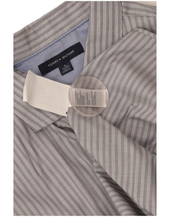 Camicia da uomo Tommy Hilfiger XL in cotone a righe grigie