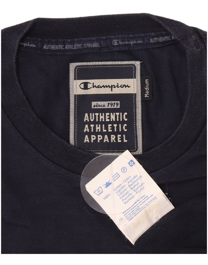 Champion Top grafico da uomo a maniche lunghe in cotone blu navy medio