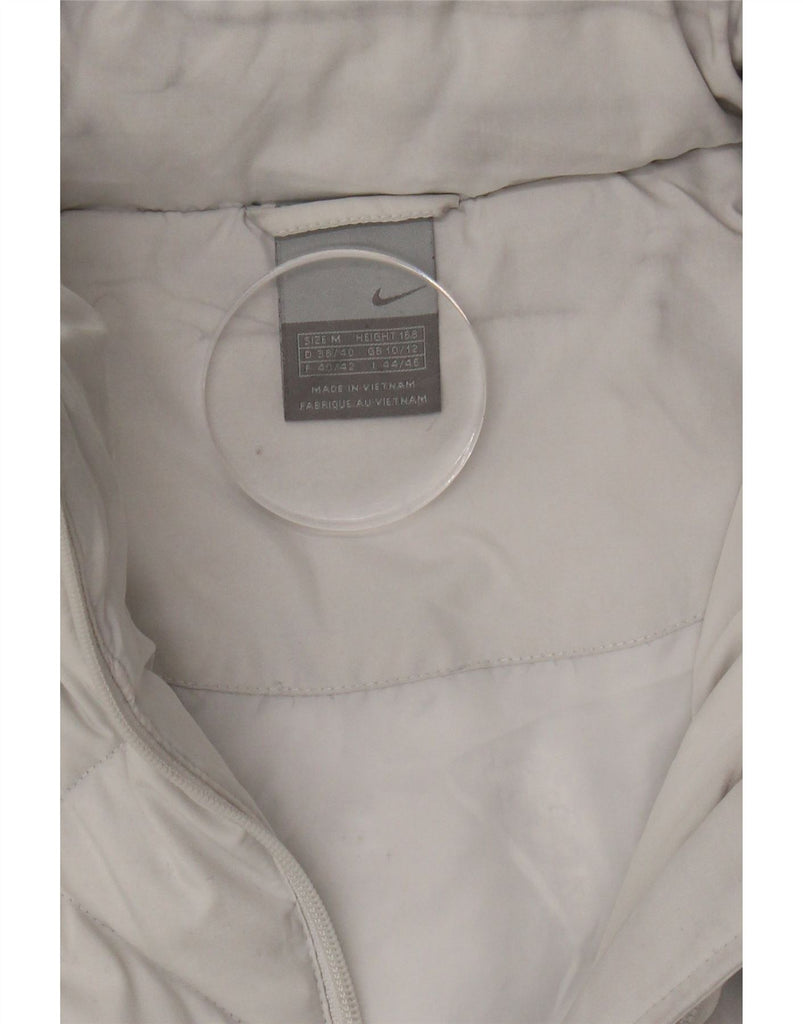 NIKE Womens Hooded Quilted Padded Jacket UK 10/12 Small Grey Vintage Nike and Second-Hand Nike from Messina Hembry 