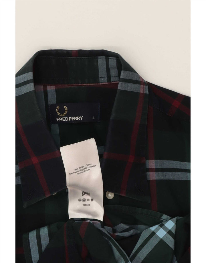 Camicia da uomo Fred Perry piccola in cotone scozzese verde