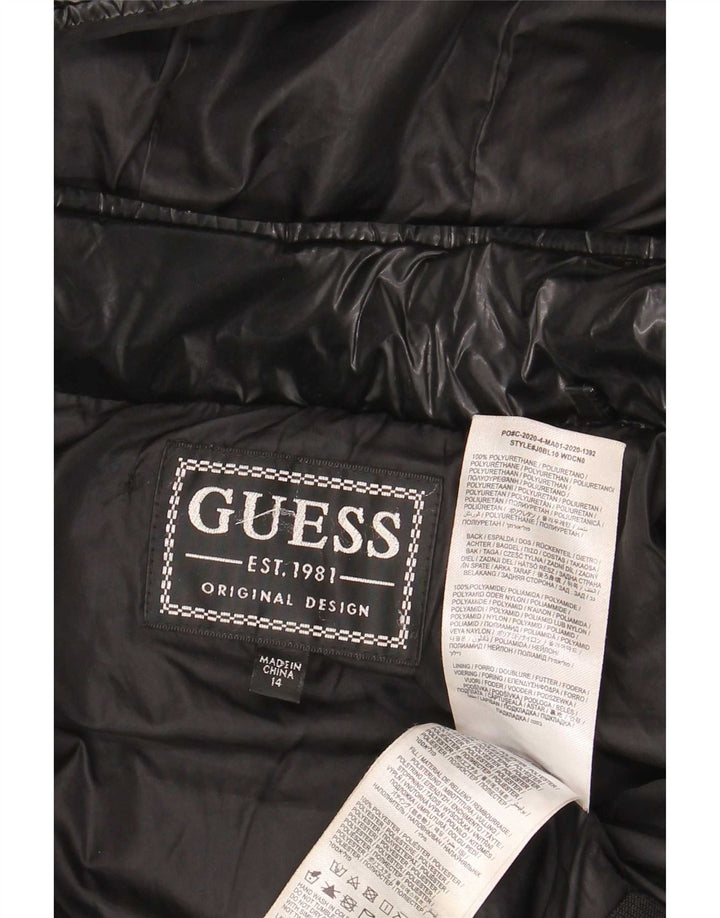 Giubbotto imbottito con cappuccio bambina Guess 13-14 anni in poliuretano nero