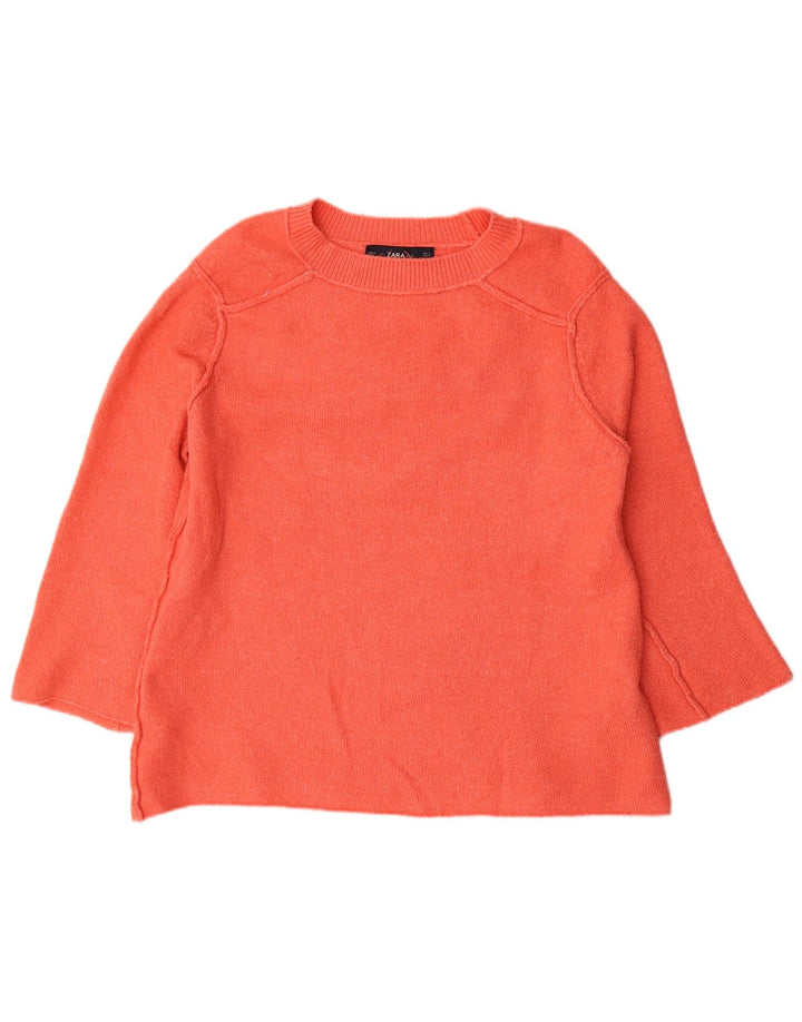Maglione maglione oversize con scollo a barca da donna Zara UK 10 piccolo poliestere arancione
