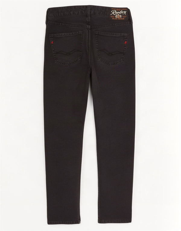 Replay Mens Straight Casual Trousers W29 L32 Black Cotton