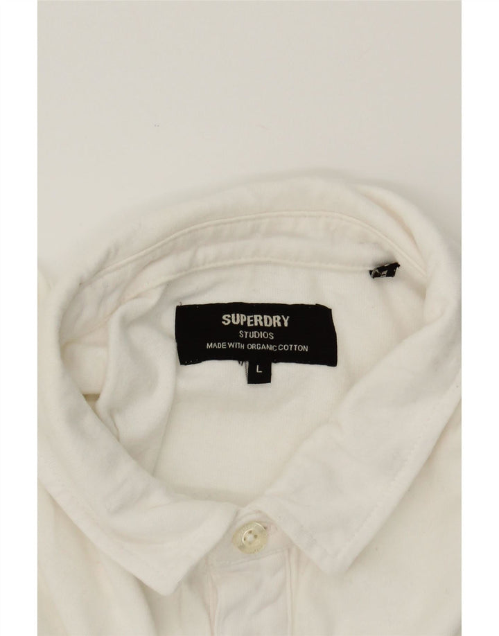 SUPERDRY Boys Polo Shirt 15-16 Years Large White Cotton Vintage Superdry and Second-Hand Superdry from Messina Hembry 