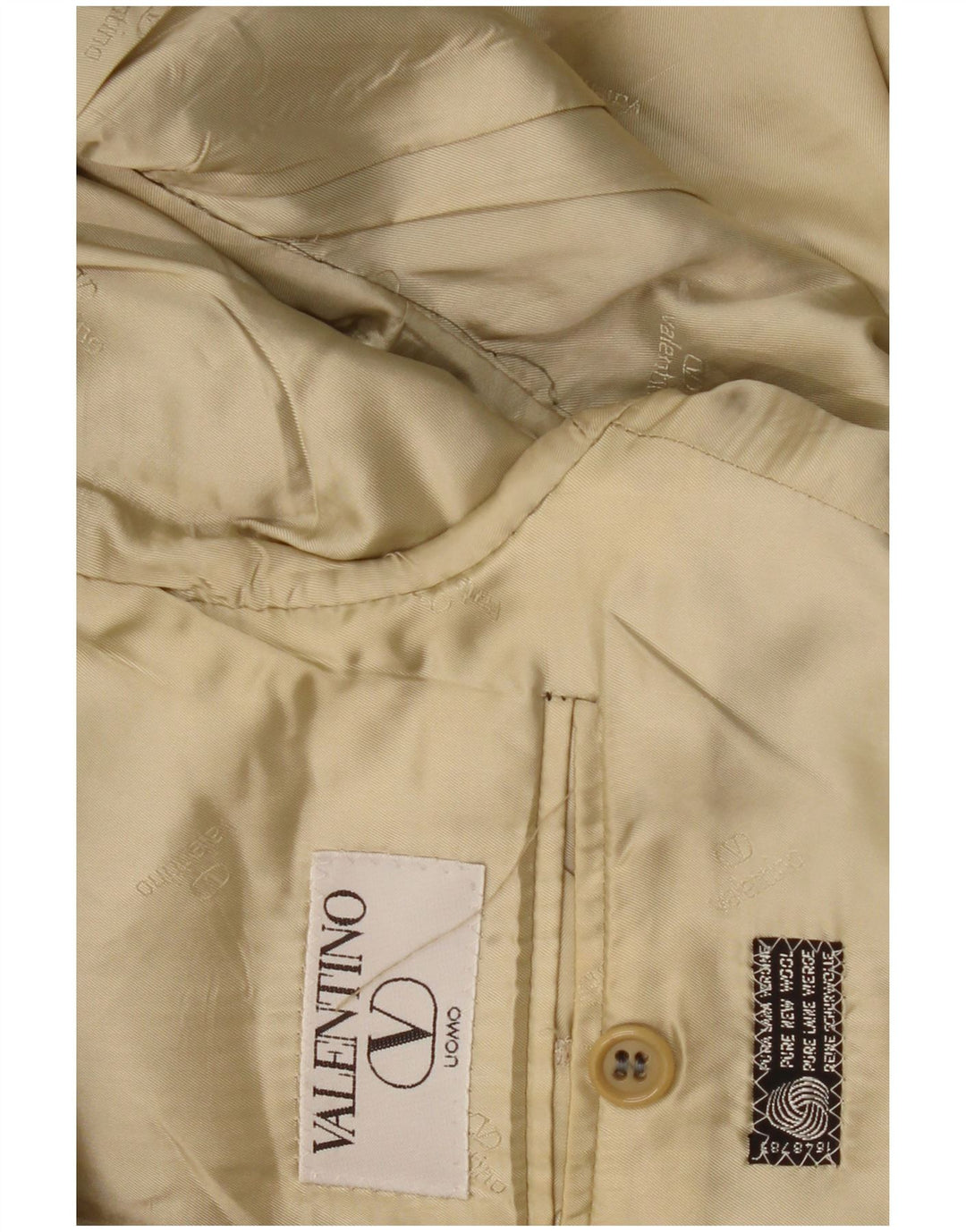 Giacca blazer da uomo a 2 bottoni Valentino UK 40 Lana nuova a quadri beige grande