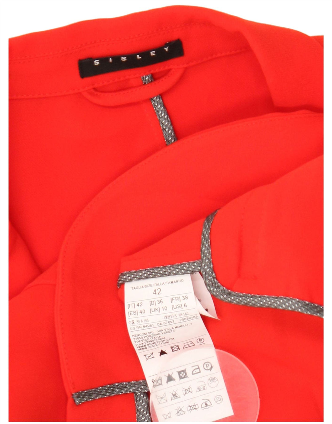 Giacca blazer da donna a 4 bottoni Sisley UK 10 piccola arancione poliestere