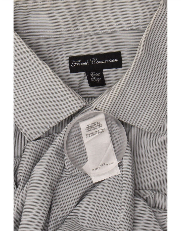 FRENCH CONNECTION Mens Shirt Large Grey Striped Cotton Vintage French Connection and Second-Hand French Connection from Messina Hembry 