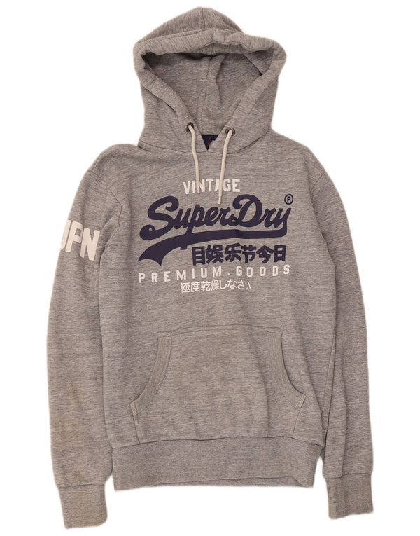 Felpa con cappuccio grafica da uomo Superdry Small in cotone grigio