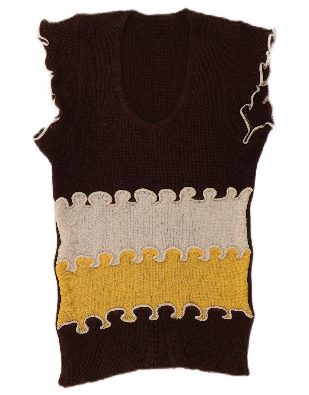 Canotta vintage da donna, canotta UK 8, piccola, colore marrone