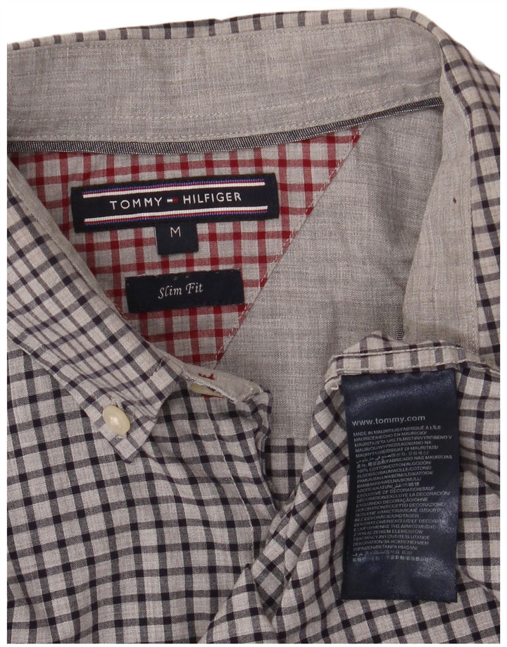 Camicia slim fit da uomo Tommy Hilfiger in cotone a quadretti grigio medio