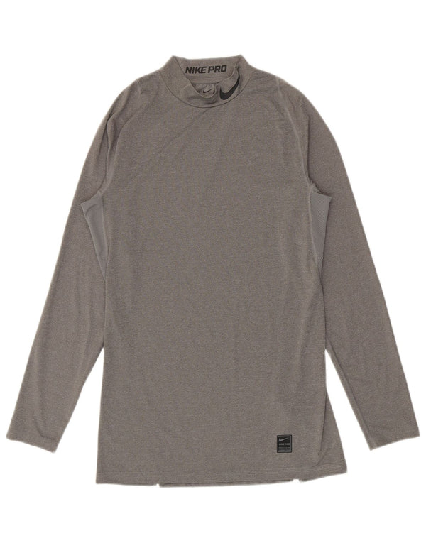 Nike - Top grafico da uomo a maniche lunghe, grande, in poliestere grigio