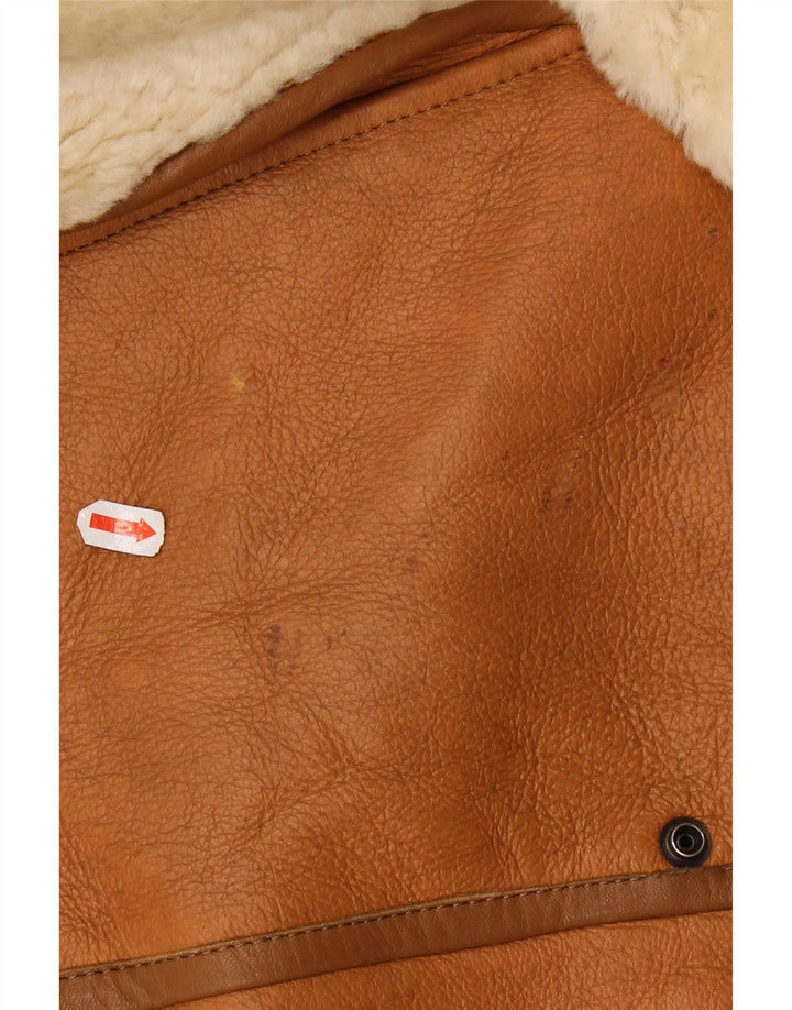 Giacca in shearling vintage da uomo UK 36 piccola marrone