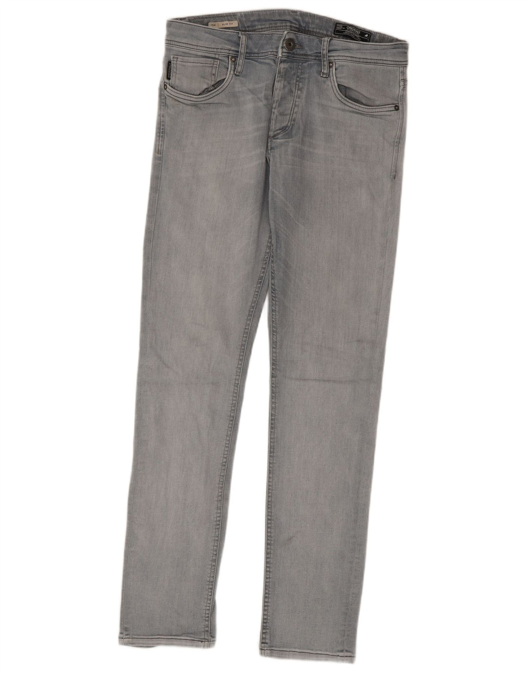 Jack & Jones Uomo Tim Slim Jeans W31 L32 Cotone Grigio