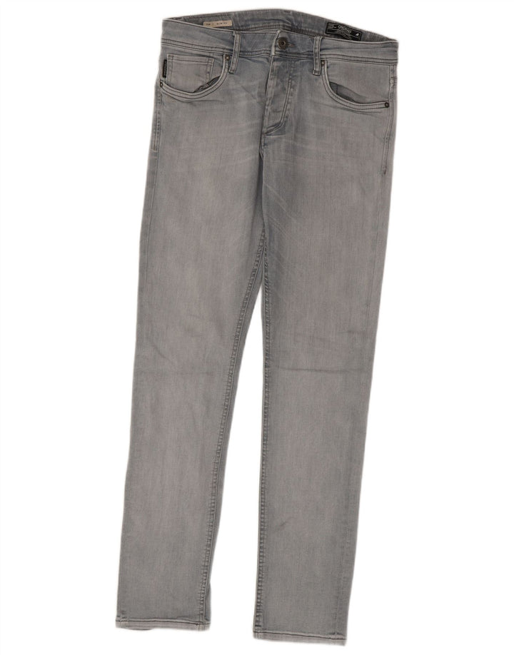 Jack & Jones Uomo Tim Slim Jeans W31 L32 Cotone Grigio