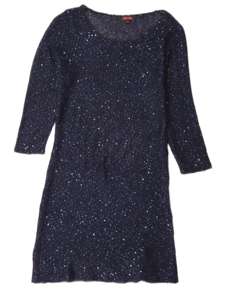 Abito maglione con paillettes a maniche a 3/4 da donna Phase Eight UK 14 Blu navy medio