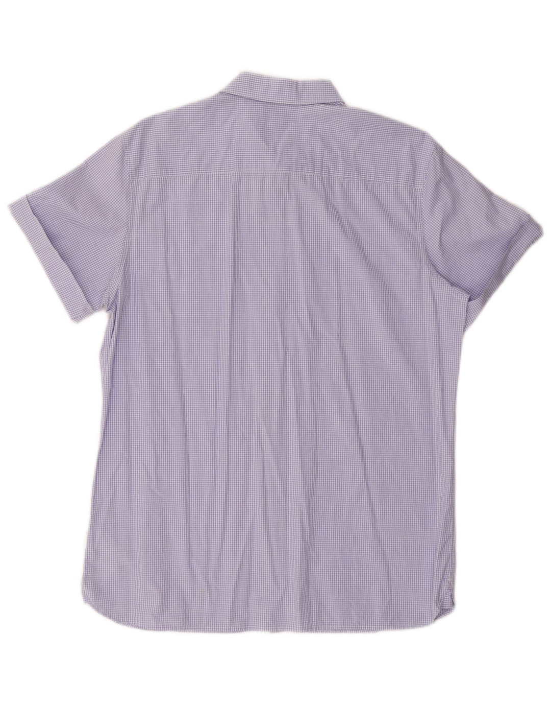 CALVIN KLEIN Mens Short Sleeve Shirt Medium Purple Gingham Cotton