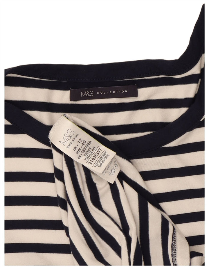Abito tubino da donna Marks & Spencer UK 12 Viscosa a righe blu navy medio