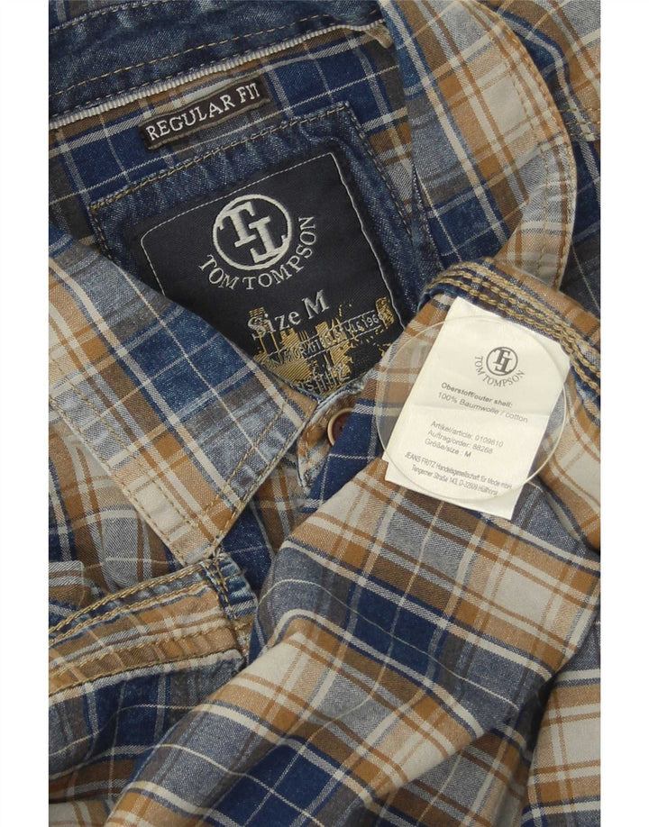 Camicia da uomo dalla vestibilità regolare Tom Tompson in cotone a quadri blu navy medio