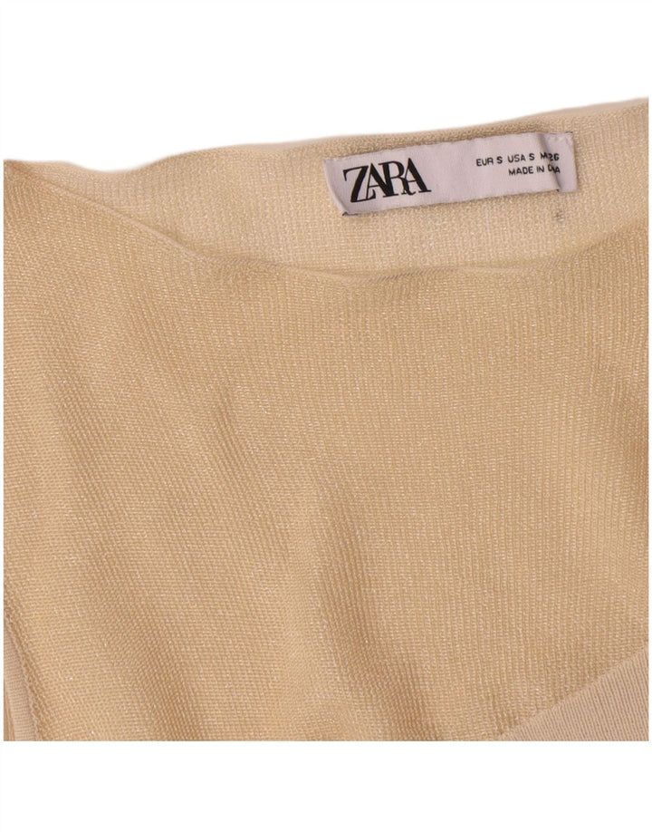 Top corto monospalla da donna Zara UK 8 piccolo nylon color block beige
