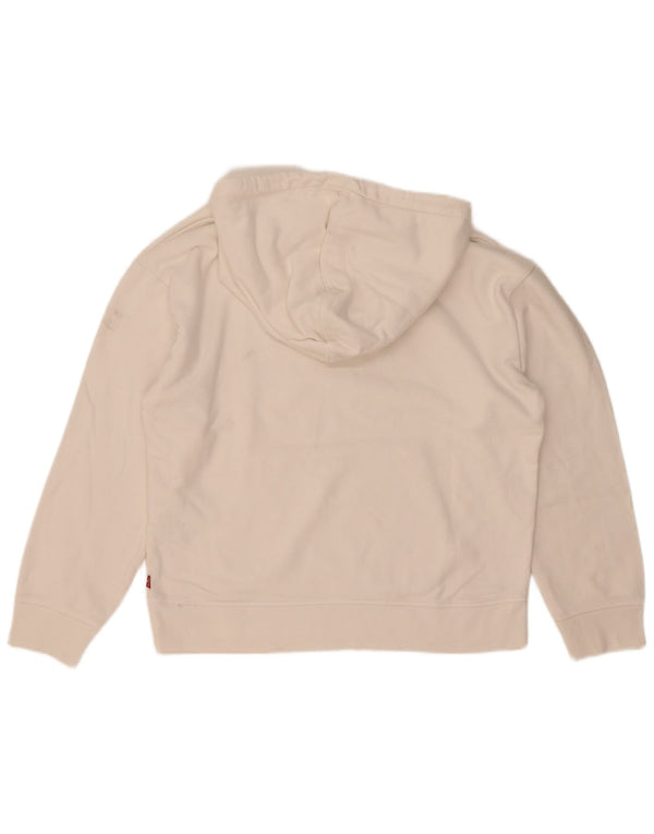 Maglione con cappuccio oversize grafico da donna Levi's UK 10 piccolo cotone bianco