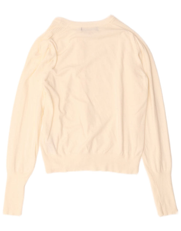 Maglione cardigan da donna Marks & Spencer UK 12 Viscosa bianco sporco medio
