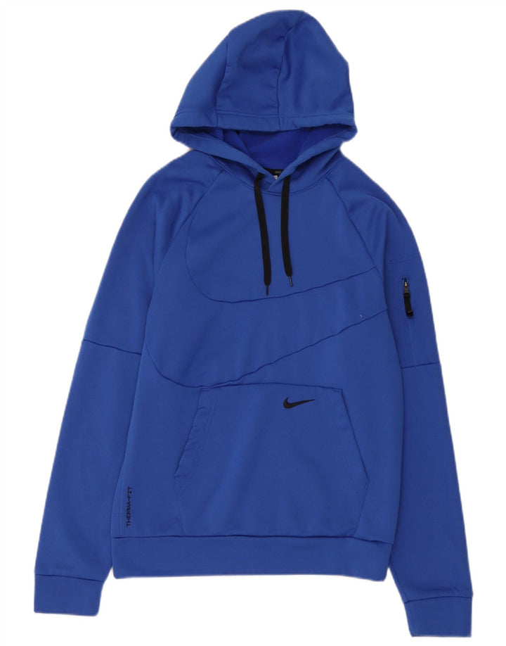 Felpa con cappuccio Nike Therma-Fit da uomo, piccola, in poliestere blu