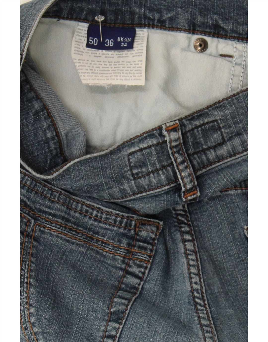TRUSSARDI Mens Straight Jeans W34 L30 Blue Cotton Vintage Trussardi and Second-Hand Trussardi from Messina Hembry 