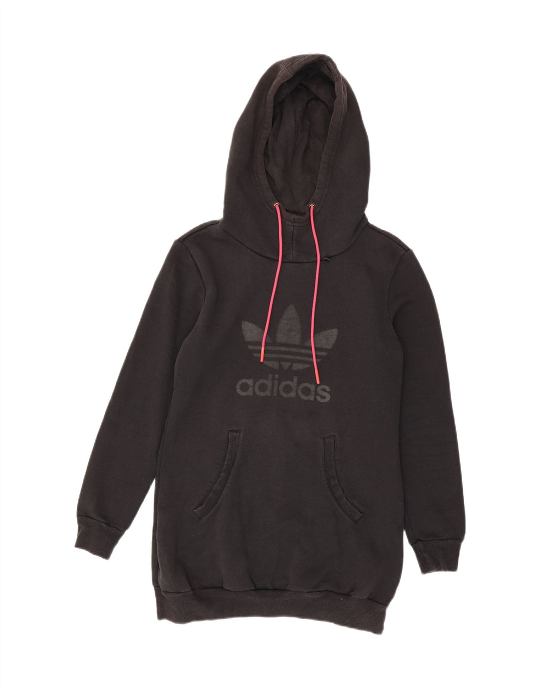 Felpa con cappuccio grafica lunga da donna Adidas EU 42 poliestere nero medio