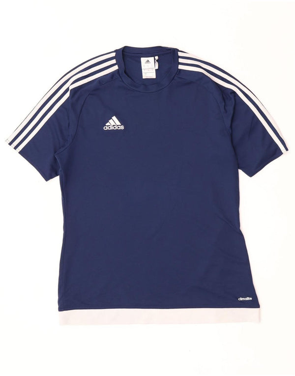 T-shirt Adidas Climalite da uomo Top medio in poliestere color block blu navy