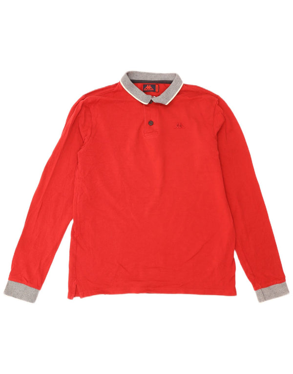 Polo Rugby Kappa Uomo Manica Lunga Large Rossa in Cotone
