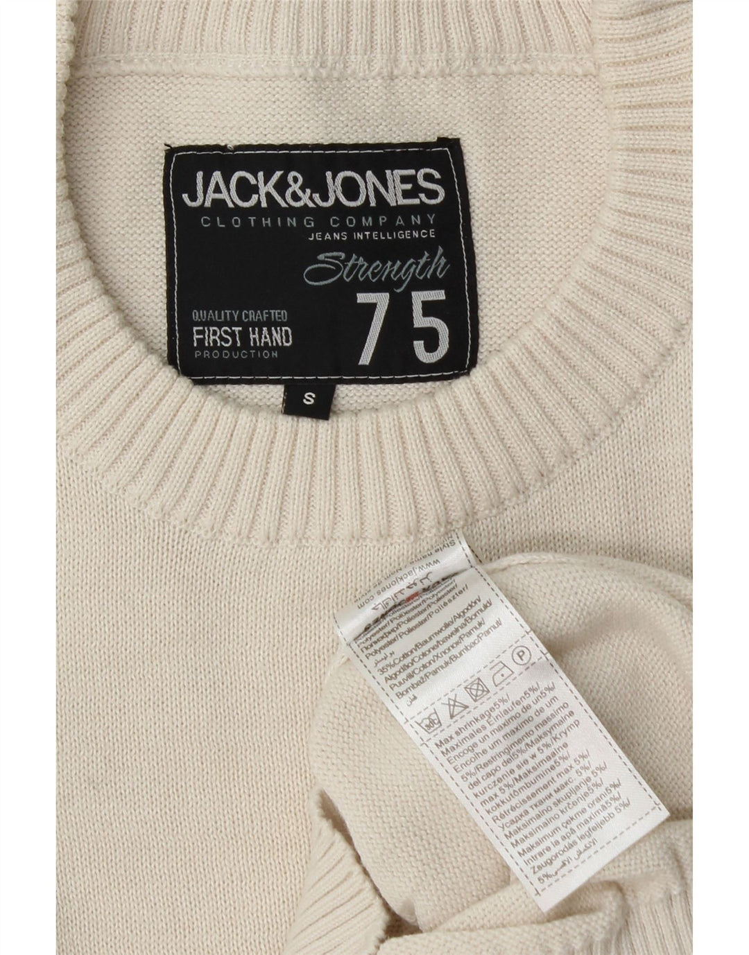 JACK & JONES maglione maglione girocollo con grafica da uomo piccolo bianco sporco