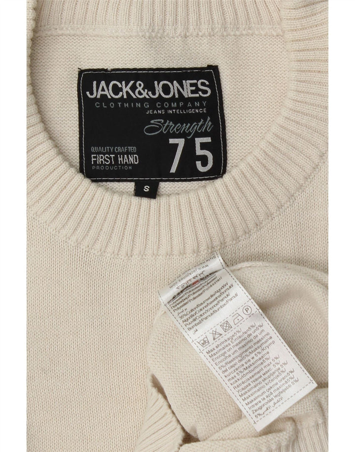 JACK & JONES maglione maglione girocollo con grafica da uomo piccolo bianco sporco
