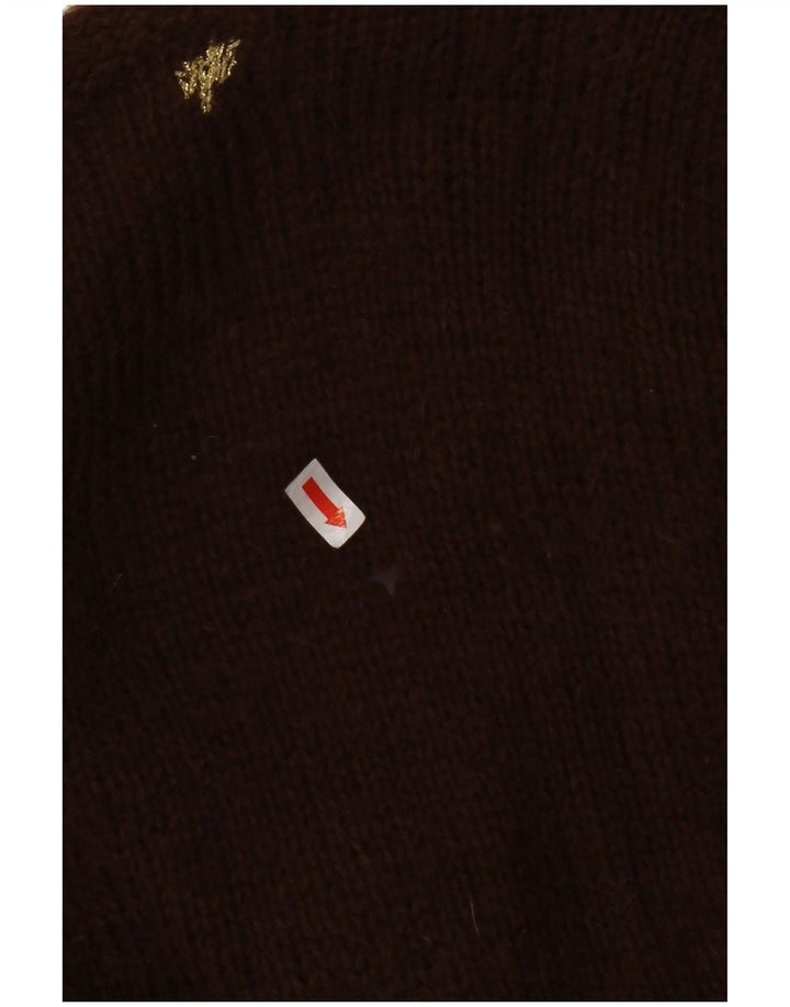 Maglione cardigan da donna VINTAGE UK 8 piccolo marrone