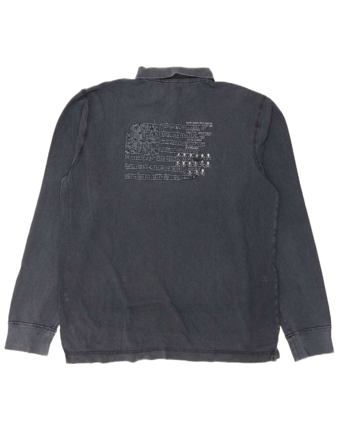 RALPH LAUREN Polo grafica da uomo a maniche lunghe grande blu navy