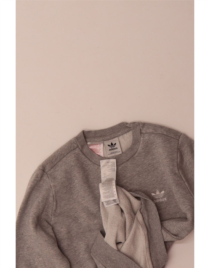 ADIDAS Boys Sweatshirt Jumper 9-10 Years Grey Cotton