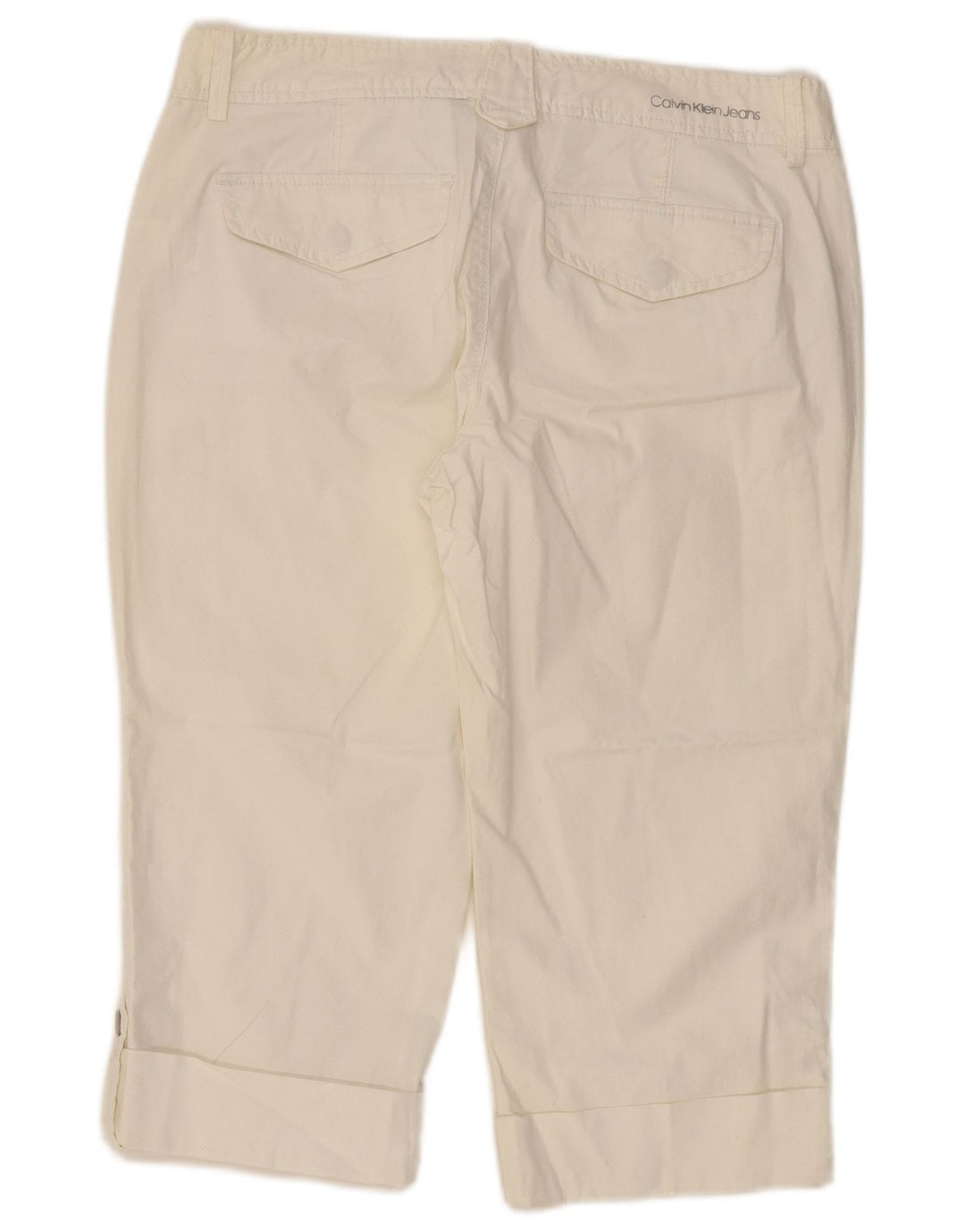CALVIN KLEIN Pantaloni Capri slim da donna US 12 Large W34 L19 Bianco sporco
