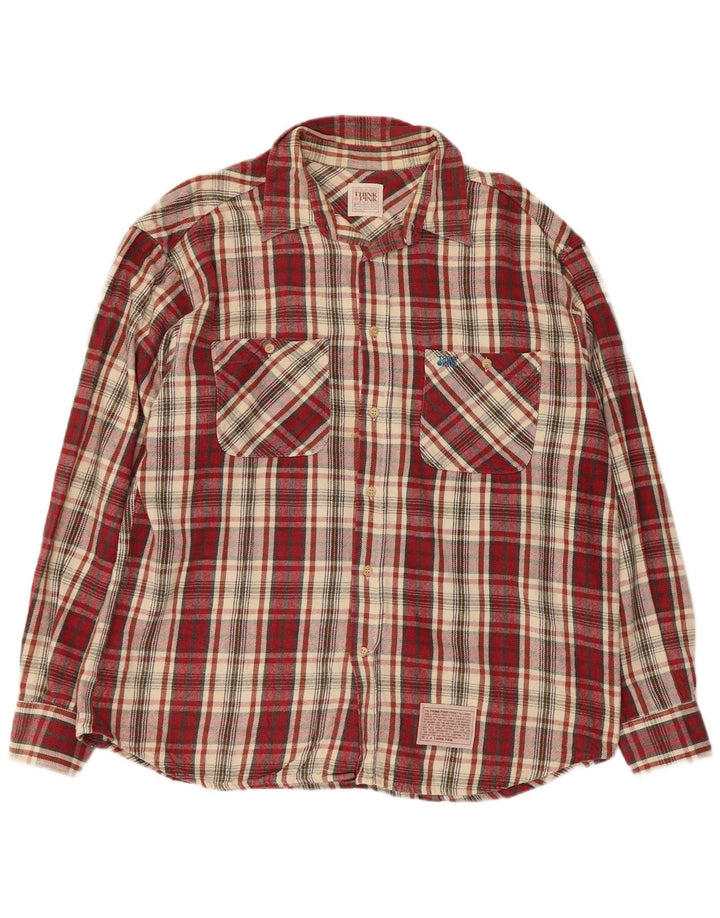 Think Pink Camicia da uomo in flanella a quadri XL Bordeaux a quadri