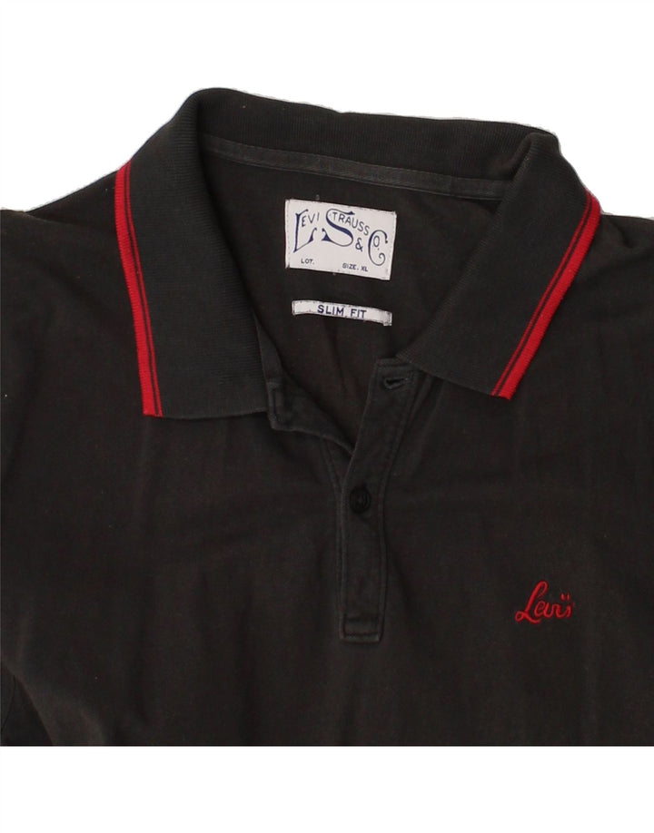 LEVI'S Mens Slim Fit Polo Shirt XL Black Vintage Levi's and Second-Hand Levi's from Messina Hembry 