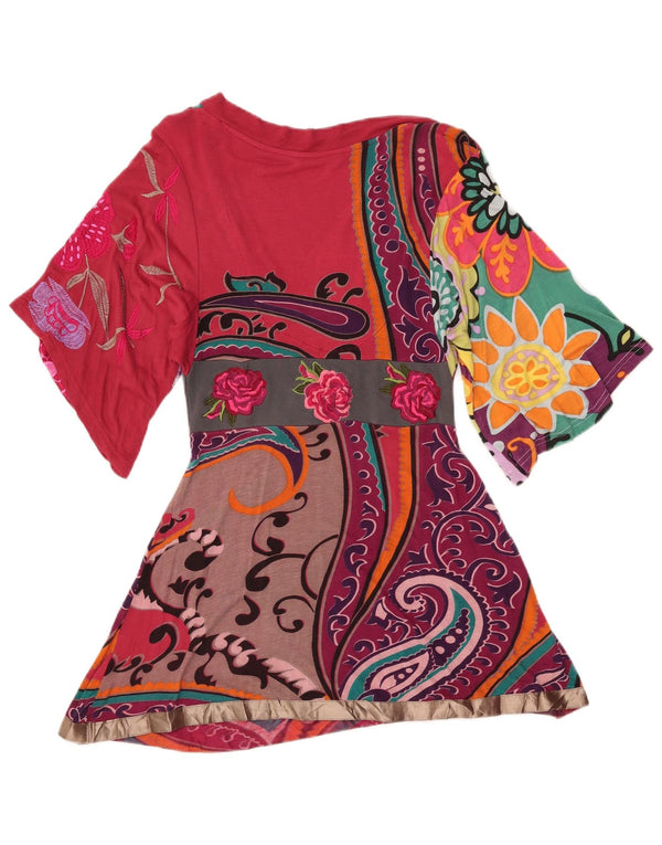 Desigual Abito tunica manica 3/4 da donna UK 6 XS multicolore floreale