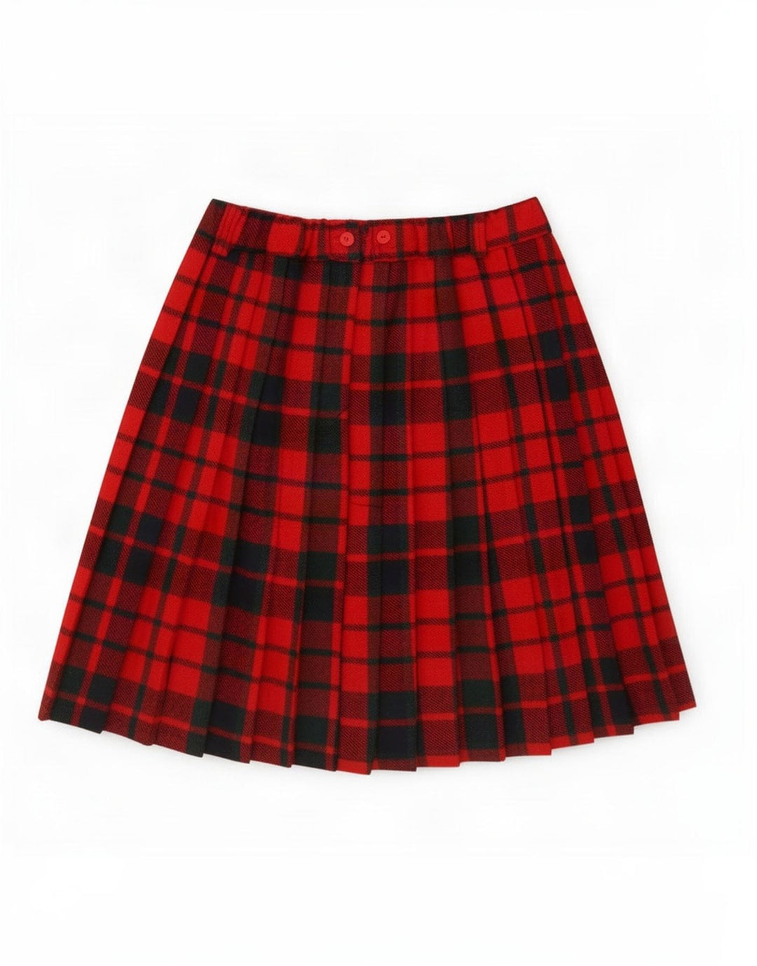 Gonna a pieghe vintage da donna IT 42 media W32 scozzese rossa
